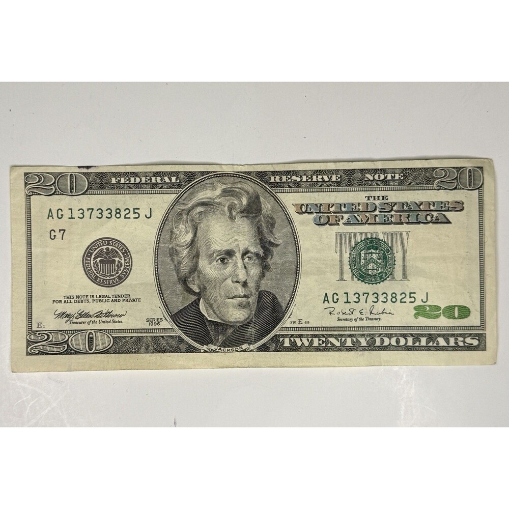 Error Miscut Misaligned Misprint US $20 Twenty Dollar Bill Banknote Series 1996